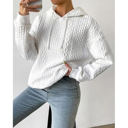 Losse, casual damestrui met lange mouwen en capuchon, pullover en hoodies S wit
