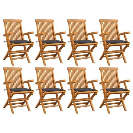 vidaXL - Inklapbare - stoelen - 8 - st - met - antracietkleurige - kussens