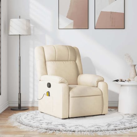 vidaXL - Massagestoel - verstelbaar - stof - crèmekleurig