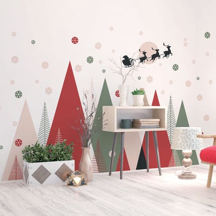 Scandinavische bergstickers, op naar de rendieren! 90 x 135 cm