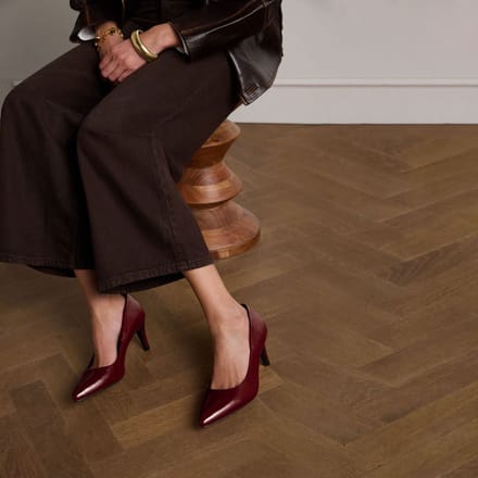Manfield - Dames - Burgundy lakleren pumps - Maat 41
