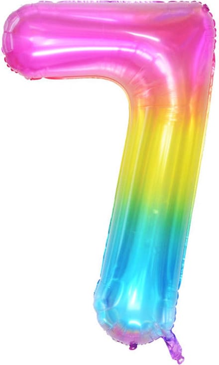 DW4Trading Regenboog Cijfer Ballon 7 - Feestversiering - Decoratie - Helium Ballon - 100 cm