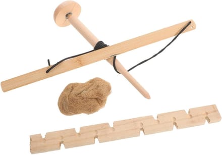 Houten Boogboor Vuurstarter - Primitieve Vuurmaker - Survival Training - Authentieke Ervaring - 40 x 39 x 1 cm - Lichtgeel
