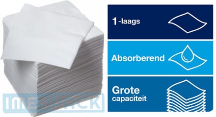 500x Servet - wit - 33x33cm - 1laags 4vouw - Napkins - IMES