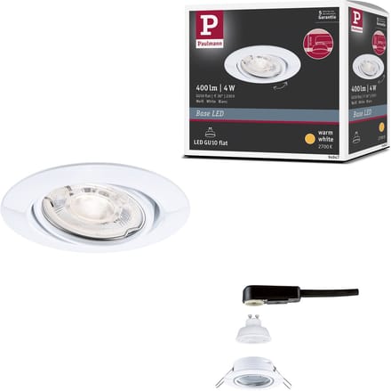 LED-inbouwlamp Base GU10 Flat draaibaar 4W 400lm 230V 2700K Wit
