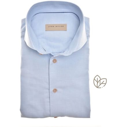 John Miller Overhemd Organic Fabric Blend Uni Color Licht Blauw / male