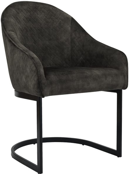 CLP Jarik Eetkamerstoel - met armleuning - Modern - Metalen Frame - Belastbaar tot 140 kg - Fluweel/donkerbruin