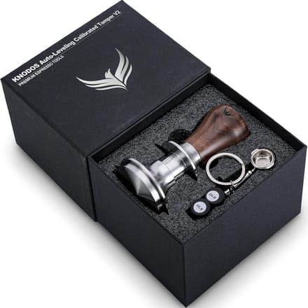 Espresso Tamper - Koffie Aanstamper - Consistente Espresso - Automatisch Nivellerend - 54mm Diameter - Walnoot