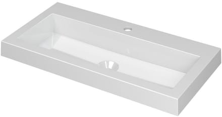 INK Dock Wastafel Polystone met 1 Kraangat - 800x400x60 mm - Glans Wit