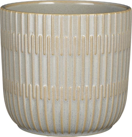 Mica Decorations Plantenpot/bloempot - keramiek - lichtgrijs - D17.5/H16 cm