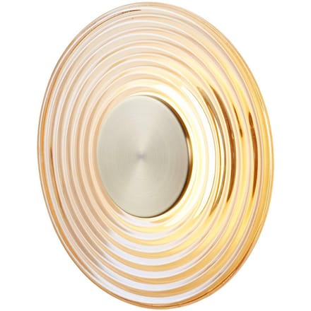Searchlight LED wandlamp Cleo, amber-/messingkleurig, Ø 30 cm, glas
