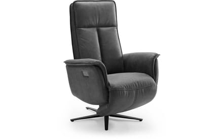 Goossens Fauteuil Odyssey - Met Armleuning - Leer - Grijs