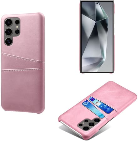 Backcover met Opbergvakjes + Glas Screenprotector voor Galaxy S25 Ultra _ Roze Goud
