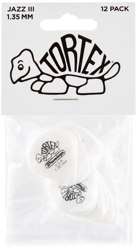 Jim Dunlop Tortex - Plectrums - Pitch Black Jazz III - 1,35 mm - Player's Pack 12 Stuks