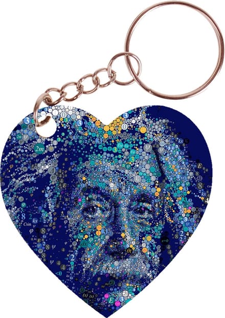 Sleutelhanger hartje 5x5cm - Einstein - Symbolen Natuurkunde