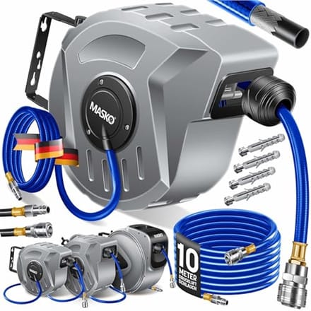Automatische persluchtslanghaspel 10 meter met afneembare wandhouder
