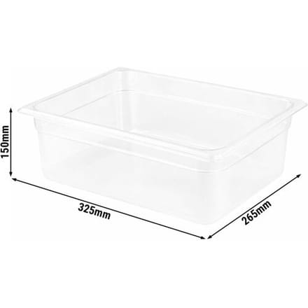 GGM Gastro (12 Stück) Polypropylen-Behälter GN 1/2 - Milchig - Höhe: 150mm Transparant