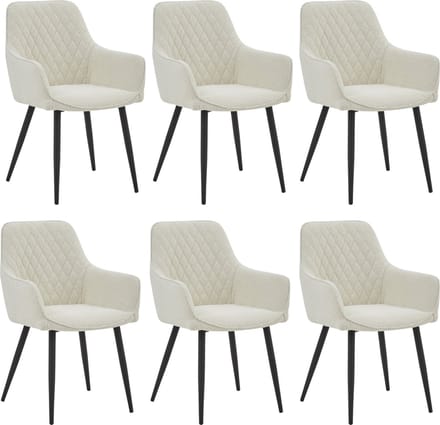 Colenis® - Beverly Eetkamerstoel - Set Van 6 - Wit - Bouclé