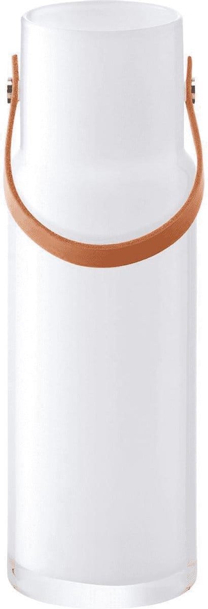 LSA Utility Vaas - Incl. Leren Handvat - Glas - Ø11 x 39,5 cm - Wit