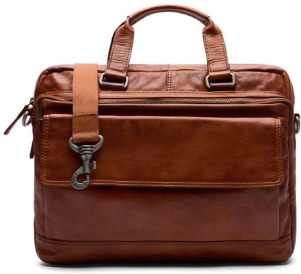 Manfield - Cognac leren laptoptas 16 inch