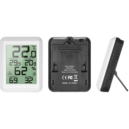 Mini thermomètre et hygromètre d'intérieur numérique LCD avec moniteur de température et d'humidité en °C/°F gray