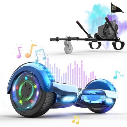 RCB Pack Blauw Elektrisch Hoverboard + Zwarte Hoverkart – Ideaal Cadeau voor Kinderen