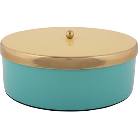 Present Time - Opbergbox Double Funky Large - Turquoise blue & soft yellow