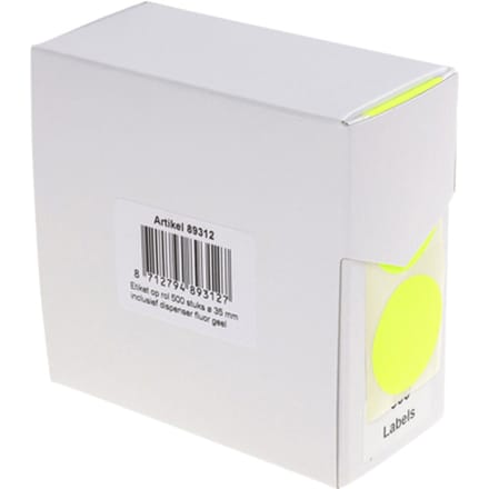 Etiket Rillprint 35mm op rol fluor geel 500 stuks