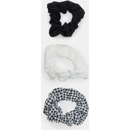Stradivarius Set van 3 scrunchies met vichy ruit  Zwart OS
