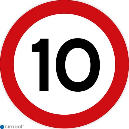 Simbol - Stickers 10 km - Maximaal 10 km/u - Duurzame Kwaliteit - Formaat ø 20 cm.