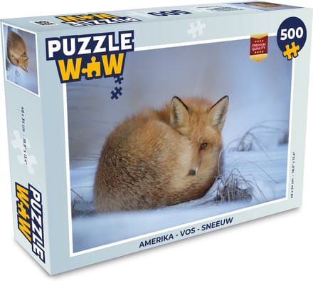 Puzzel Amerika - Vos - Sneeuw - Legpuzzel - Puzzel 500 stukjes