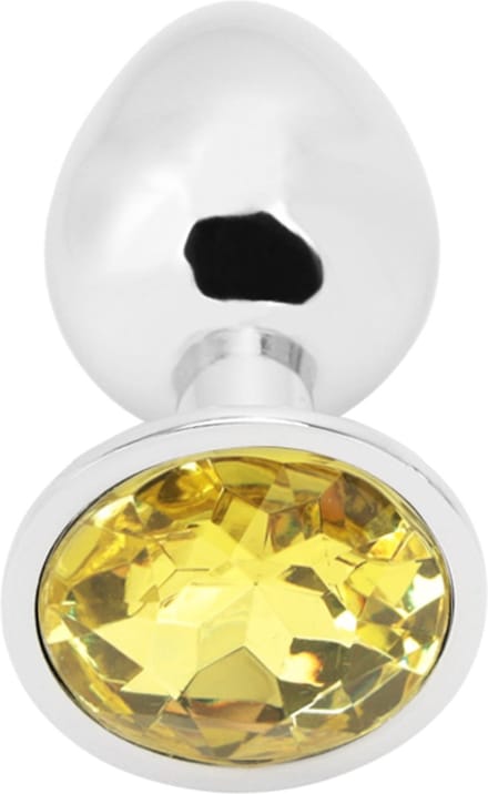 PLGZ - Rosebud Metalen Buttplug - Zilver - Geel - Verkrijgbaar in 3 maten Medium