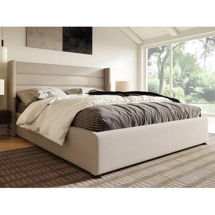ModernLuxe Linnenopbergbed 180x200cm met lattenbodem - Beige