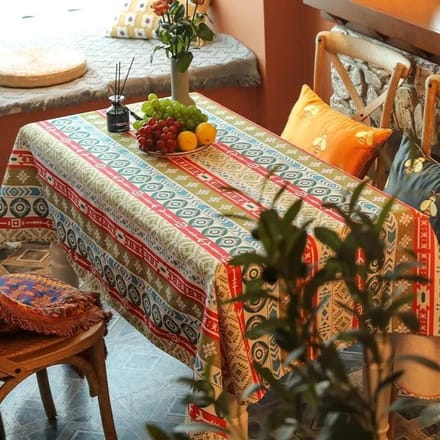 Nappe imperméable et résistante à l'huile, nappe rectangulaire de Style bohème, couverture de Table décorative à rayures imprimées 100x140cm 1pcs