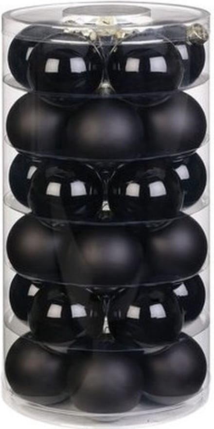 Inge Christmas Kerstballen - 30x st - zwart - D6 cm - glas - mat/glans - kerstversiering