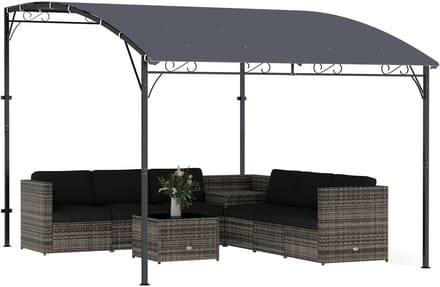 Sensova - Wandpergola 2,8x3,8 m - Terrasoverkapping - Waterdichte Luifel UPF 30+ - Hellend Dak - Grijs