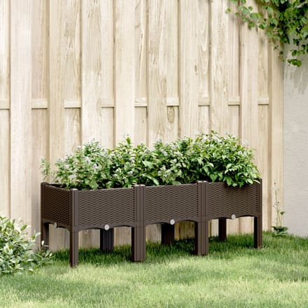 vidaXL - Plantenbak - met - poten - 120x40x42 - cm - polypropeen - bruin