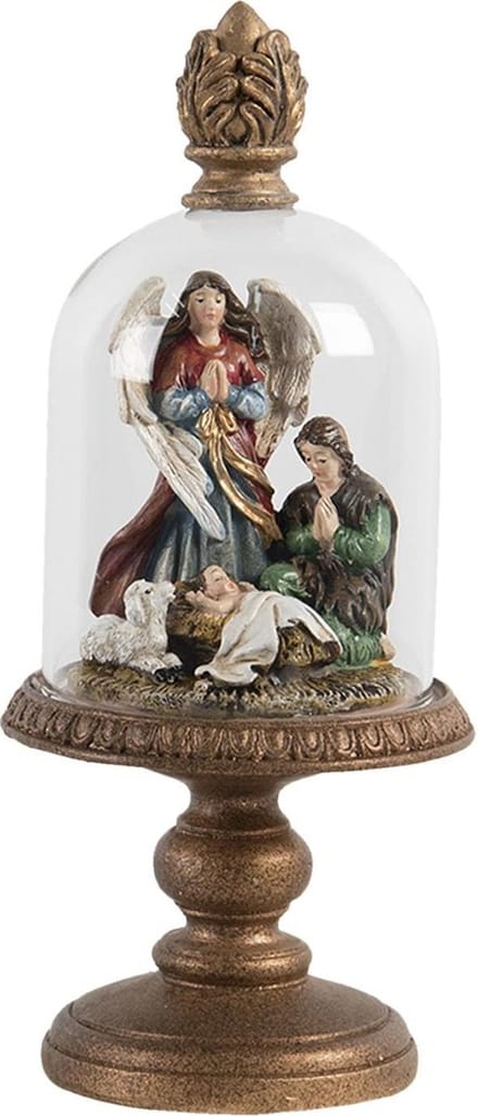 Clayre & Eef Glazen Stolp Ø 9x21 cm Goudkleurig Kunststof
