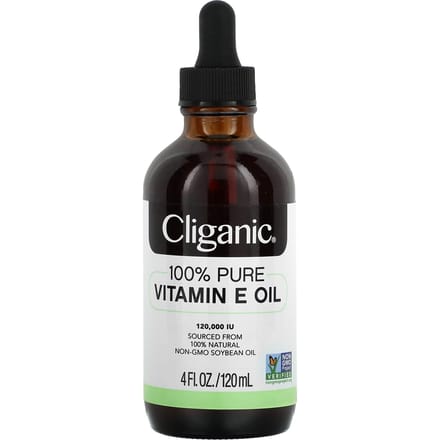 Cliganic, 100 % pure et naturelle, huile de vitamine E, 120 000 UI, 4 fl oz (120 ml) black