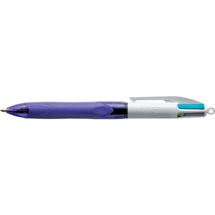 Balpen Bic 4kleuren grip fashion medium paars