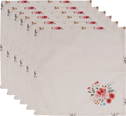 Clayre & Eef Servetten Katoen Set van 6 40x40 cm Beige Katoen Rozen