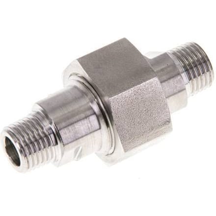 Dubbele Nippel R1/4"Afneembare RVS Vlakke Afdichting PTFE 40bar