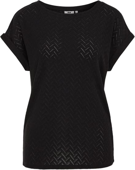 WE Fashion Dames T-shirt met open structuur