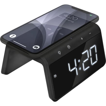 Caliber HCG019QI-BA - Wekker met draadloos laden en groot display - Black