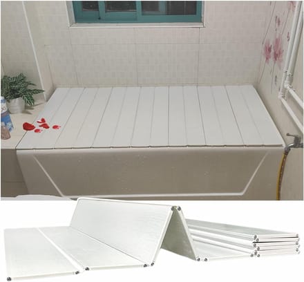 Badkuip lade - Badplank deksel - Ontspannen badderen - Vouwend multifunctioneel - 60-180cm breed - Wit