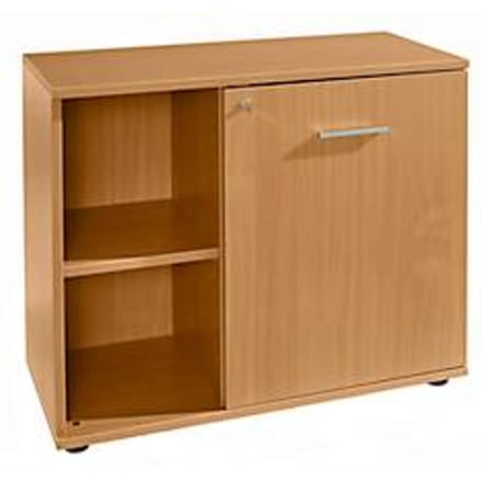 Schäfer Shop Select Sideboard, met draaideur, afsluitbaar, spaanplaat, B 800 x D 420 x H 663 mm, rechts verstelbaar, beukendecor