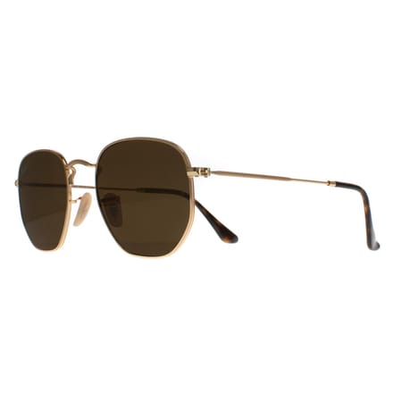 Ray-Ban Zonnebril Hexagonal 3548N 001/57 Goudbruin Gepolariseerd 51mm