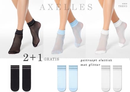 Visnet sokken gestreept glitterboord | 2+1 gratis geschenkset, Maat 36-39