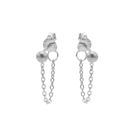 Karma oorbel Chain Ball Silver-M1849