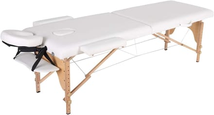 Massagetafel inklapbaar - 2 secties - 185x70cm - hout - wit - Viking Choice